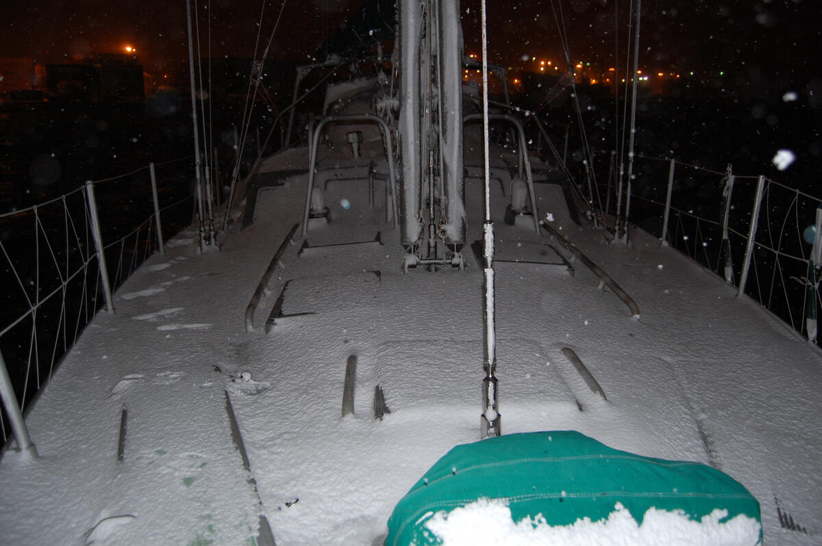 Snow on deck