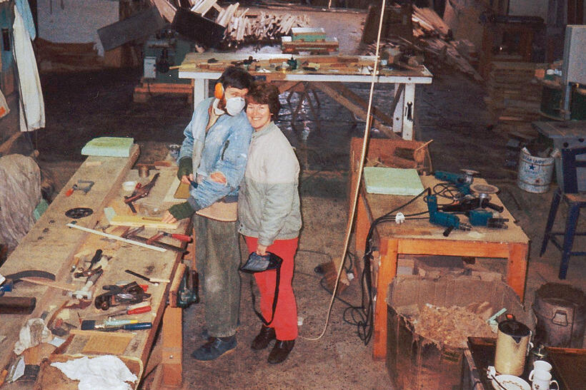Peter and Jo in the workshop – several years to go
